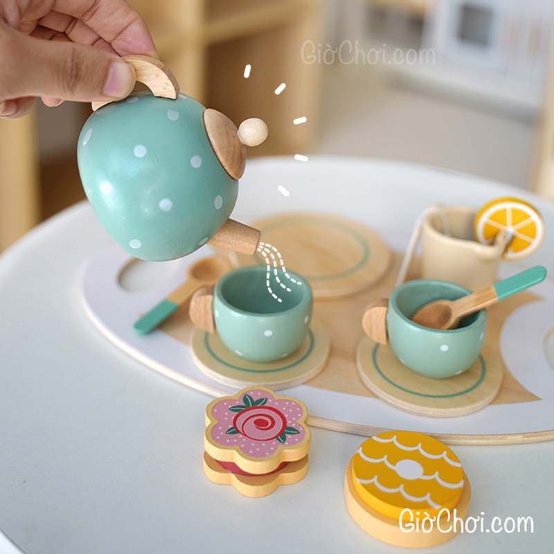 Đồ chơi bộ trà chiều bằng gỗ cho bé từ 3 tuổi