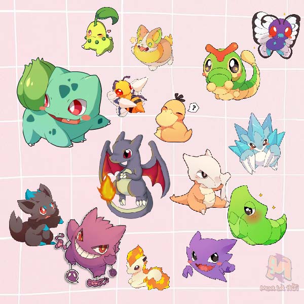 Miếng dán Stickers chủ đề Pokemon