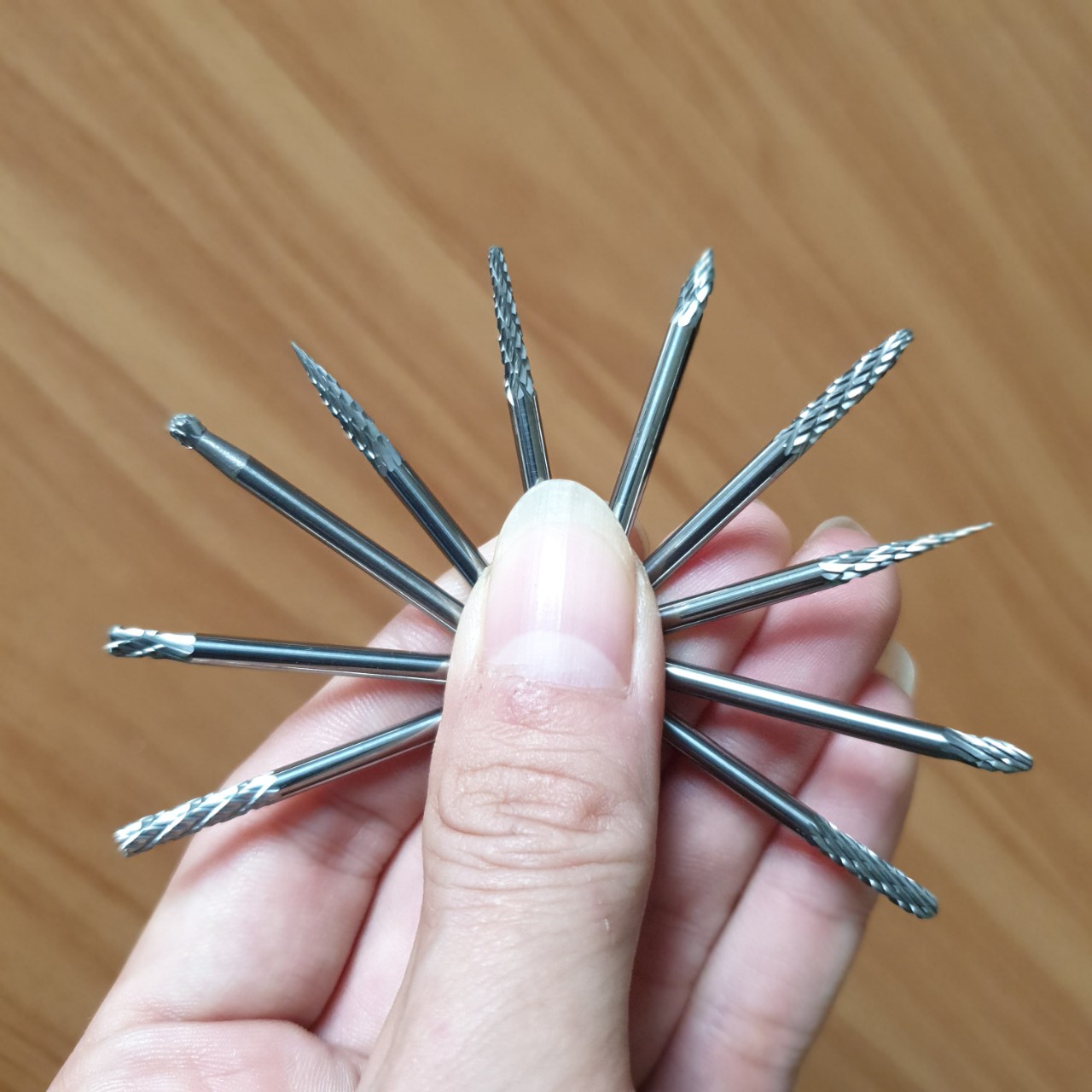 Bộ 10 mũi hợp kim vonfram mài, khắc, phay chân 3mm