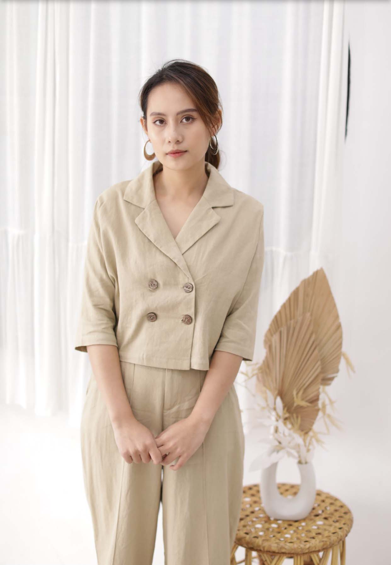 BST Áo kiểu lửng - Chất liệu Linen Cao Cấp