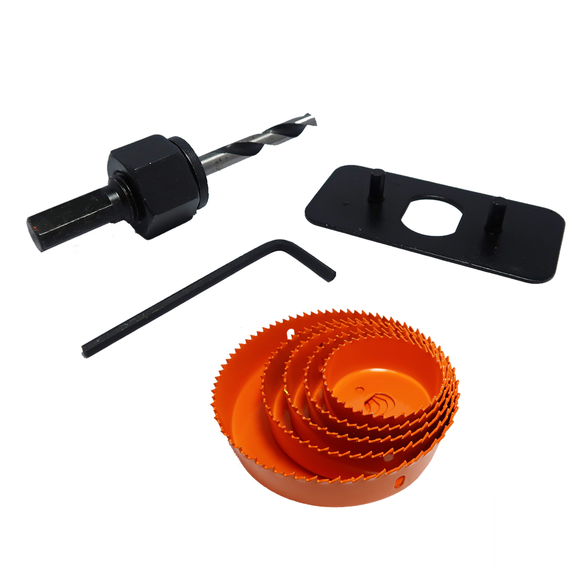 Bộ Mũi Cưa Khoét Lỗ 8 Chi Tiết HARDEN 610545, Hàng Chính Hãng, Làm bằng thép cacbon cao, Răng được nhiệt luyện với độ cứng HC46-53. Dùng khoét thạch cao và gỗ.