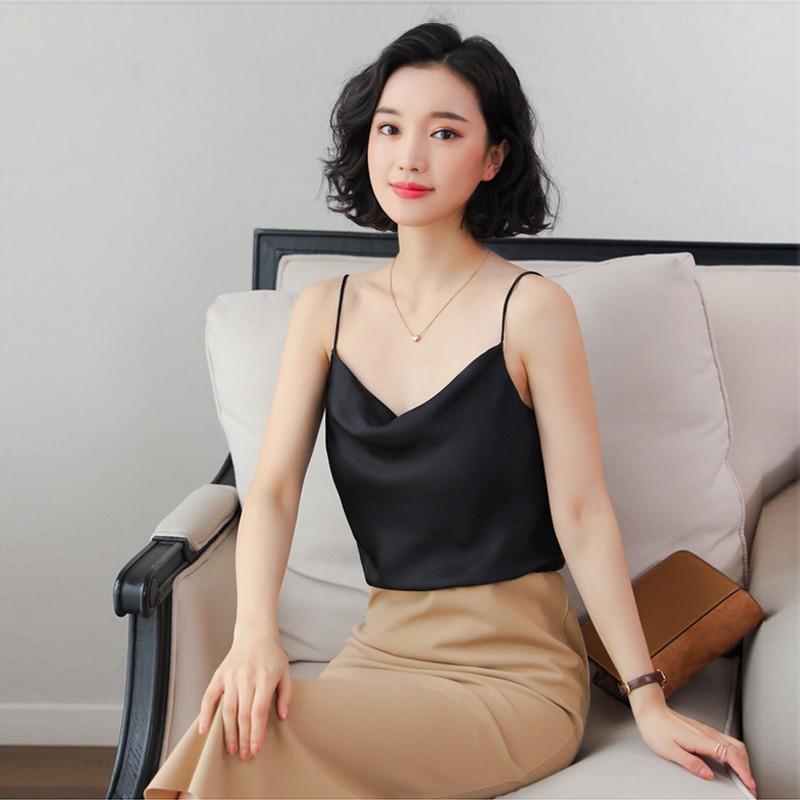 Áo Hai Dây Lụa Cổ Đổ Cao Cấp_
