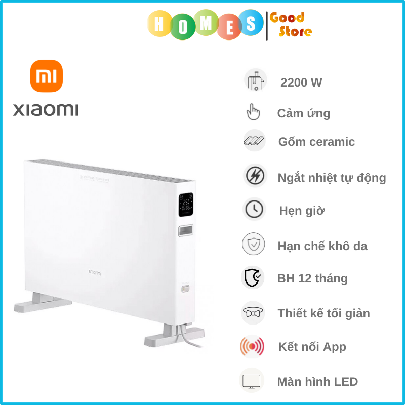 Máy Sưởi XIAOMI Smartmi Heater 1S DNQZNB05ZM, Điều Khiển Cảm Ứng, Kết Nối App Mihome, Diện Tích Hoạt Động 20 m2, Công Suất 2200 W - Hàng Chính Hãng - Bản Quốc Tế