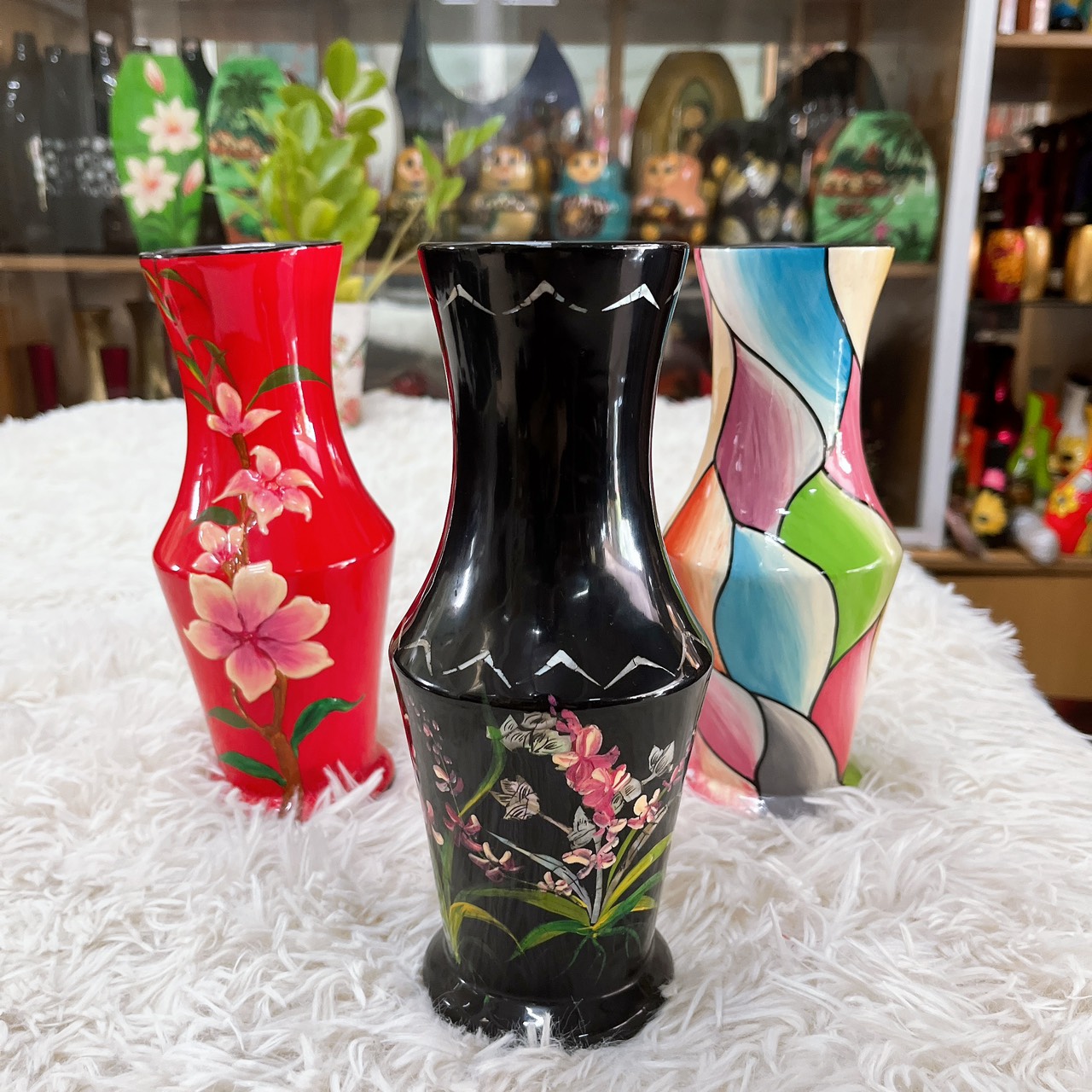 Bình trụ cao cấp sơn mài thích hợp để cắm hoa , trang trí, làm quà tặng,...size 20x8 cm