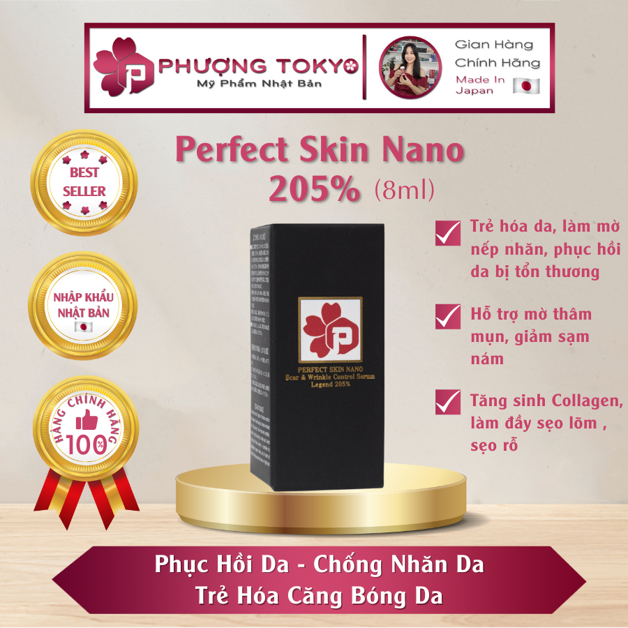 Tế Bào Gốc Perfect Skin Nano 205 Serum Giúp Tái Tạo Collagen Kích Thích Sản Sinh Tế Bào Mới Cho Da Lọ 8ml