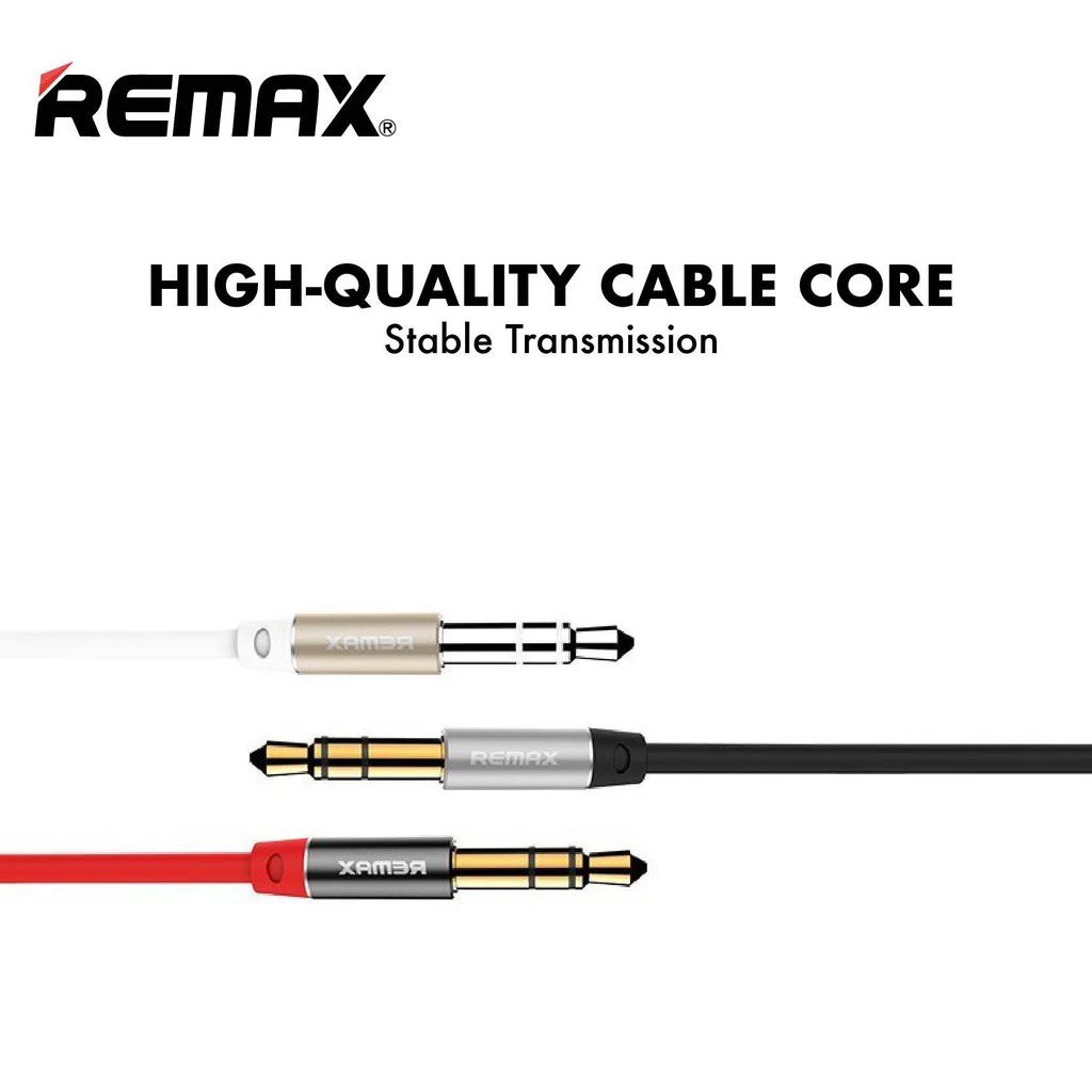 Dây cáp âm thanh Hifi AUX 3.5mm Audio hiệu Remax RL-L100 / Remax RL-L200 truyền tải âm thanh chất lượng cao (đầu cáp mạ vàng, chất dây nylon bền bỉ, công nghệ SR chống gãy đầu cáp) - Hàng nhập khẩu