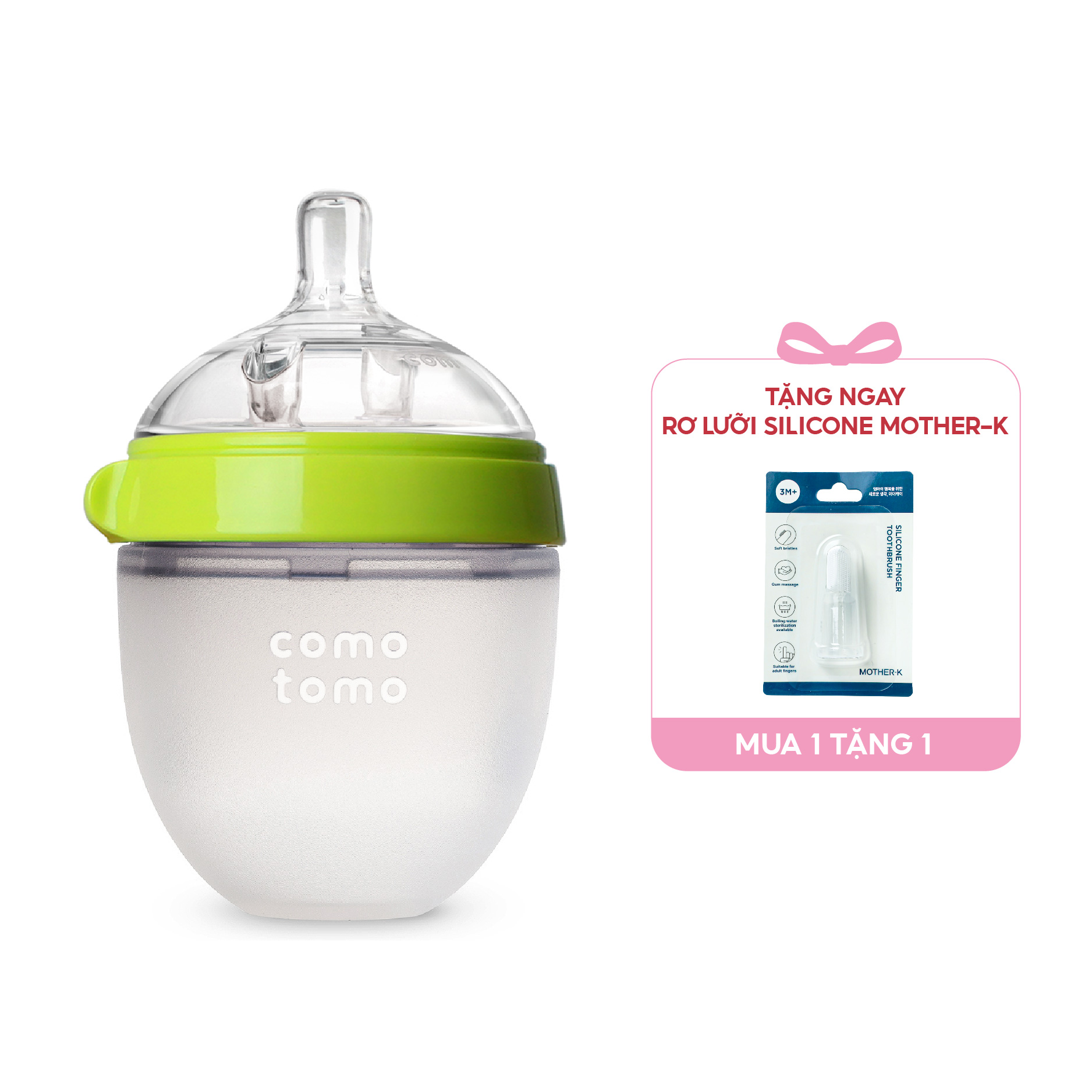 Bình sữa silicone Comotomo 150ml - Xanh
