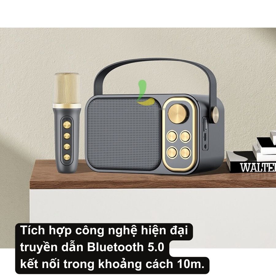 Loa Bluetooth Karaoke Su-Yosd YS103 - Loa xách tay mini chất liệu nhựa cao cấp, công suất 6W và micro không dây - Hàng nhập khẩu