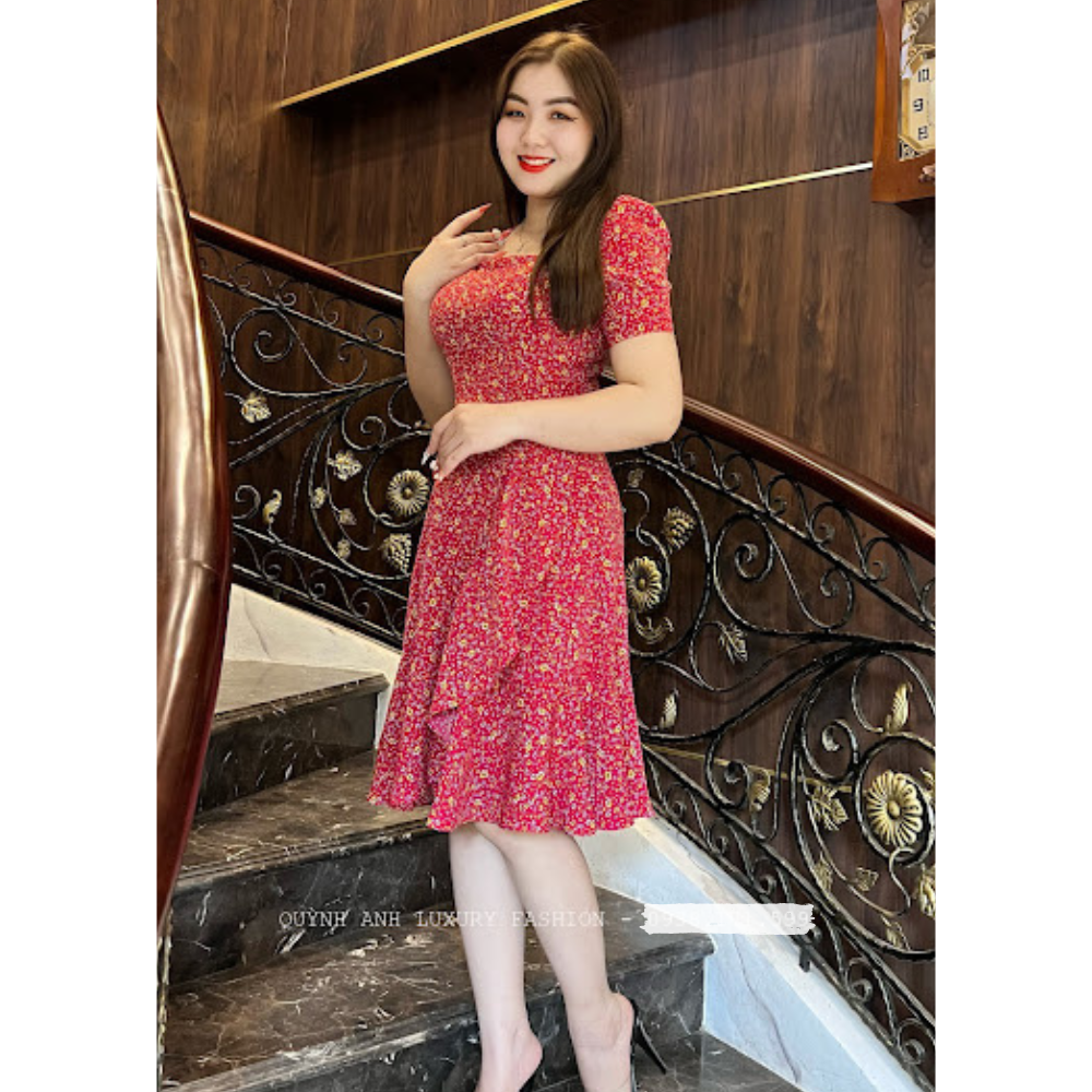 Hình ảnh Váy Voan Hoa Nhí Đỏ Mận Dạo Phố Ngày Hè Siêu Xinh Hazel Dress