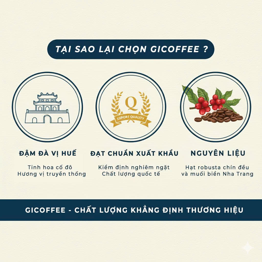 Cà Phê Muối Hòa Tan GiCoffee Chuẩn Vị Huế - Ít Ngọt (1 Hộp 10 gói x 16gr)