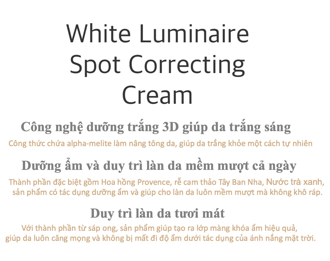 Kem dưỡng ẩm và trắng da NoTS White Luminaire Spot Correcting Cream 30g