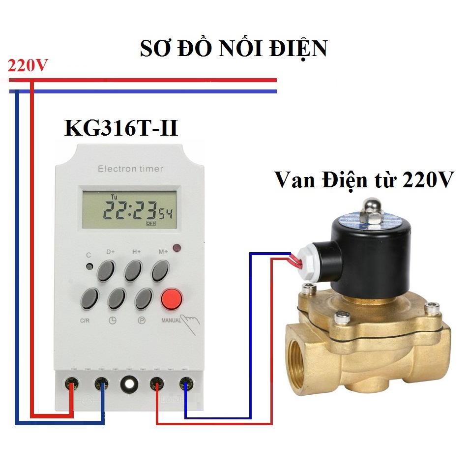 Bộ tưới cây tự động thông minh SMH bật tắt 17 lần trong ngày KG36T-II và Van điện từ Phi 27