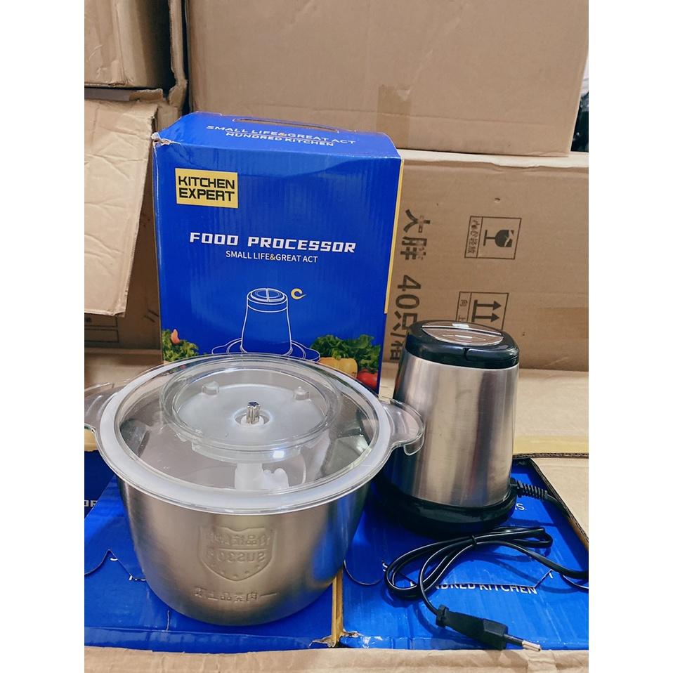 Máy Xay Thịt Đa Năng Cối 2L Inox 304,4 Lưỡi Dao Thép Không Gỉ,Say Sinh Tố Thịt, Cá, Rau Củ Hoa Quả