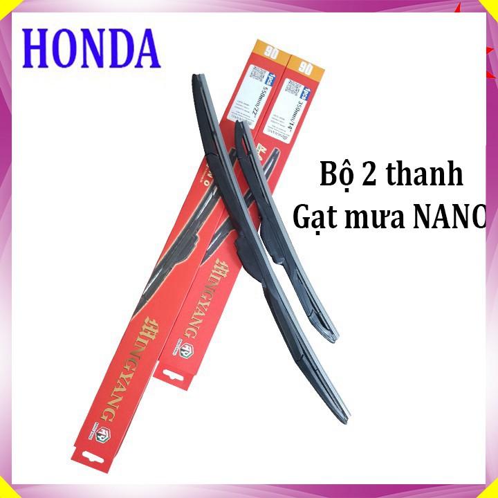 Bộ 2 thanh gạt nước mưa ô tô đa năng Nano cao cấp dành cho xe Honda: Accord-Civic-Hrv-City-Jazz-Crv-CRZ