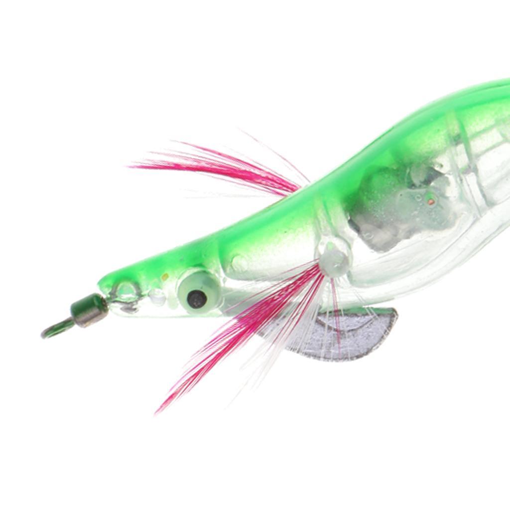 2-4pack Glow in Dark Squid Jig Hooks Shrimp Hard Fishing Lures with Noctilucent