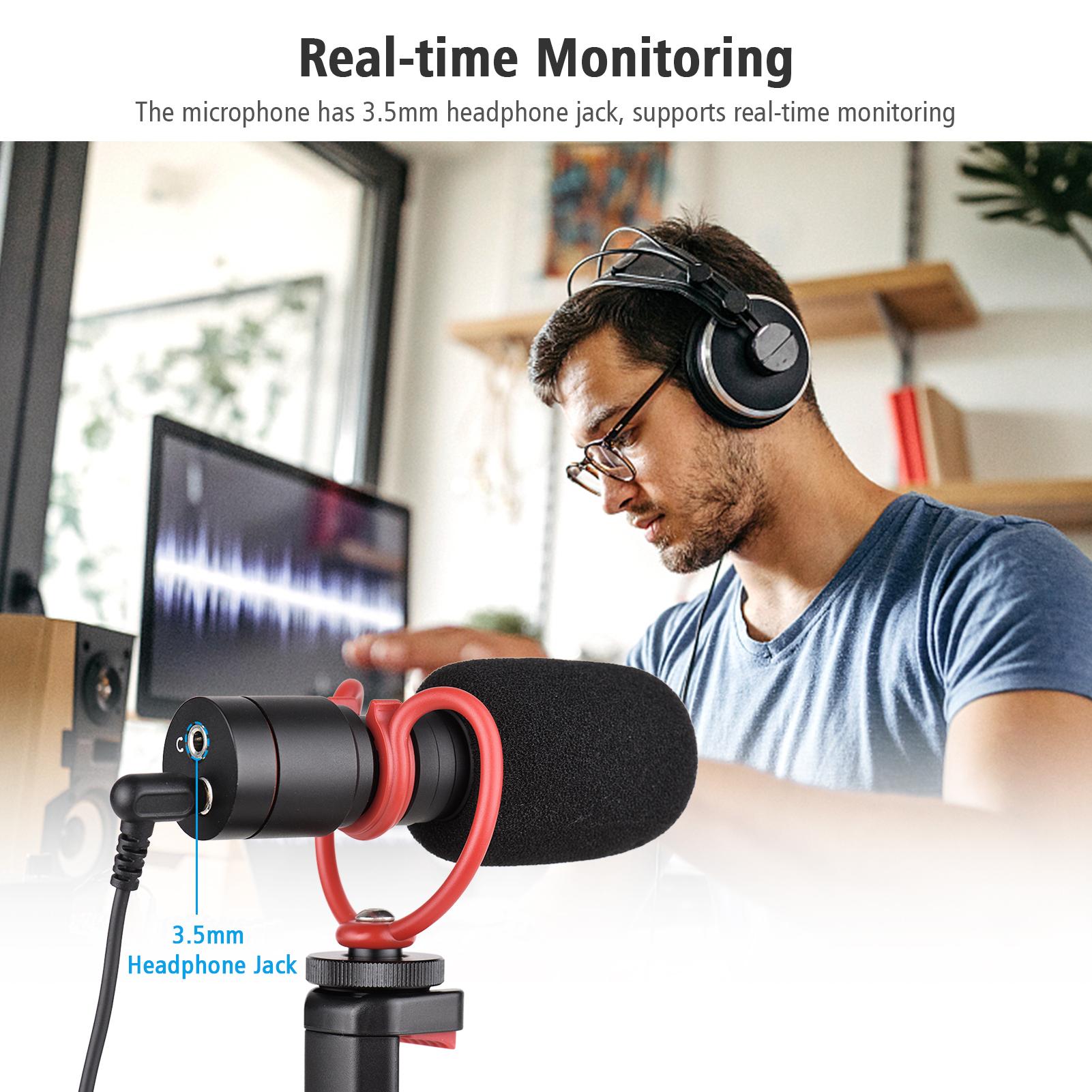 Smartphone Video Kit Phone Vlog Kit with Desktop Tripod+Phone Holder+Supercardioid Condenser Microphone with Shock Mount