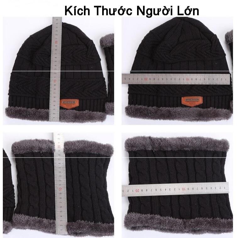 Combo Mũ Len lót lông cao cấp Nam Nữ Kèm Khăn Cổ Nón Len Kèm Khăn Quàng Cổ Người Lớn