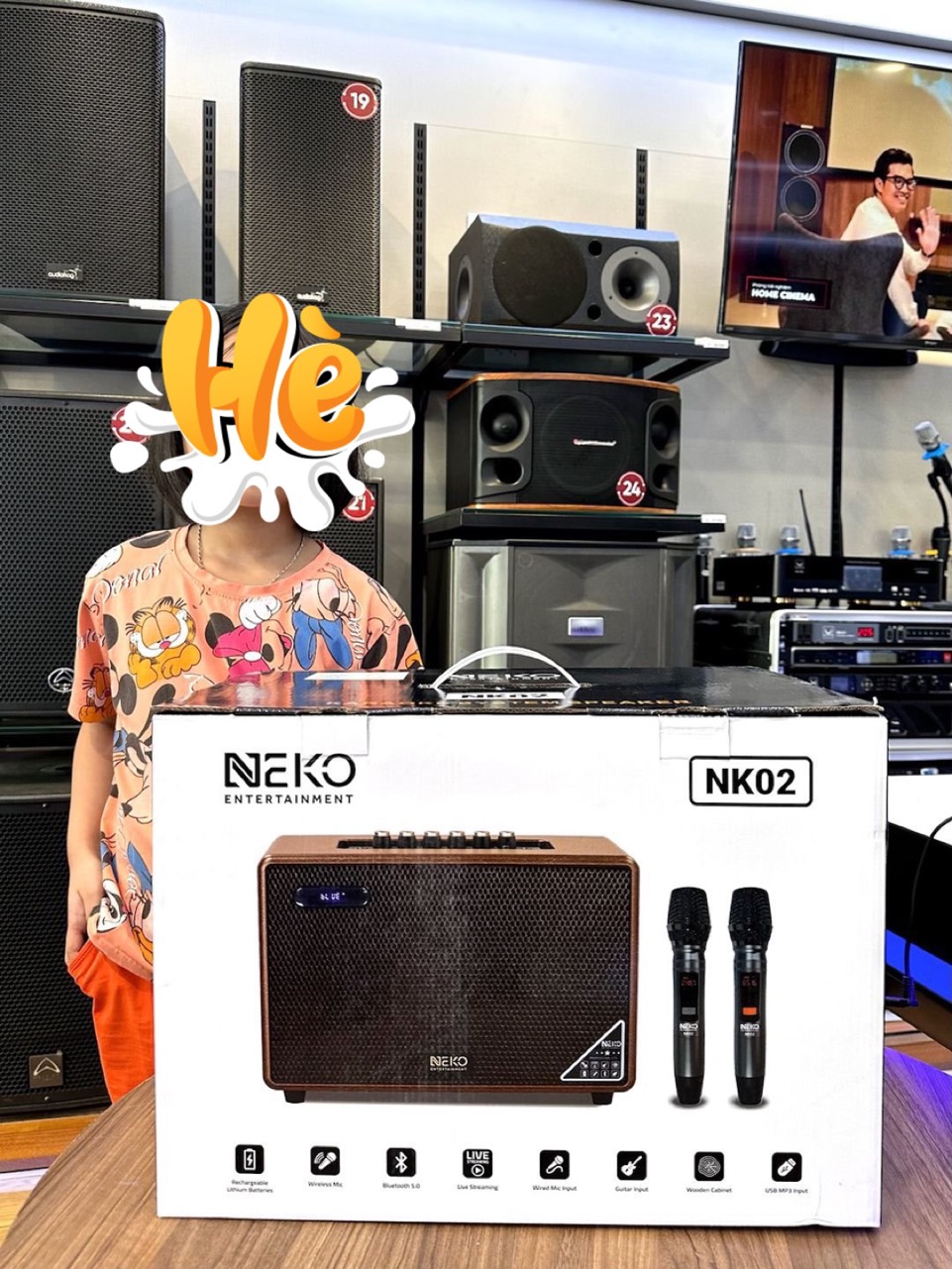 Loa Karaoke Bluetooth Xách Tay NEKO NK02 Kèm 2 Micro Không Dây - Công Suất 45W - Hàng Chính Hãng