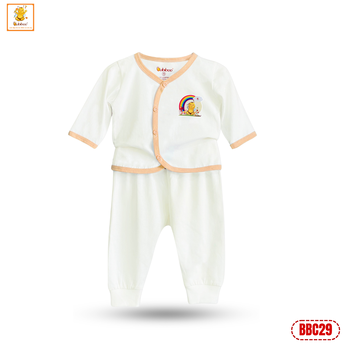 Bộ quần áo sơ sinh Babiboo set đồ dài tay cho bé chất cotton tự nhiên mềm mại - BBC29
