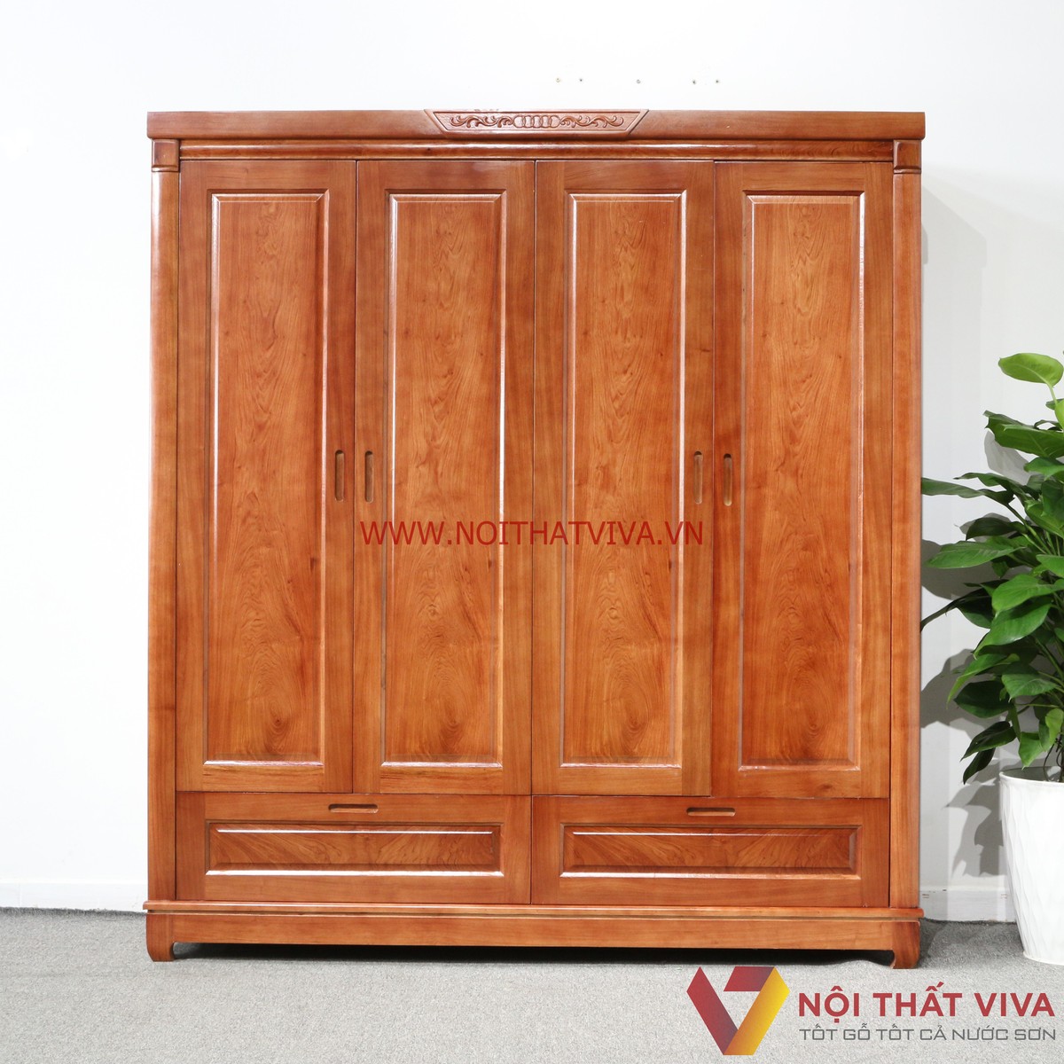 Tủ Áo 4 Cánh Gỗ Hương Đá Đẹp Giá Rẻ