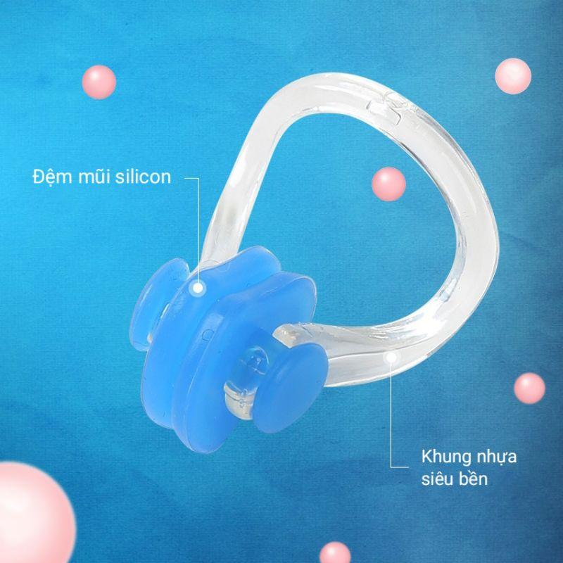 [HOẢ TỐC] Combo bịt mũi, bịt tai đi bơi kèm hộp chống nước tuyệt đối cho mọi lứa tuổi Nemo Bikini - Hồng