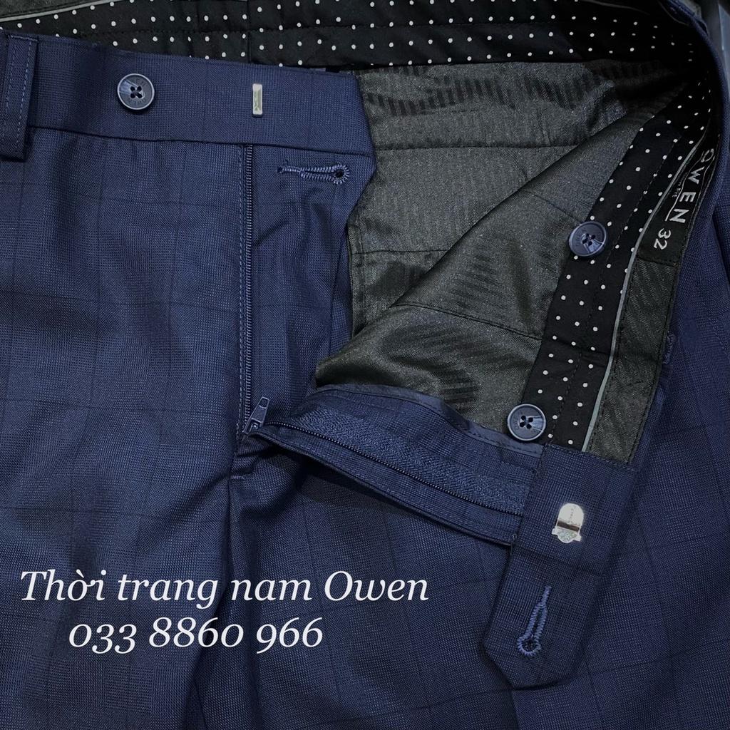 OWEN - Quần âu nam Owen dáng slimfit màu xanh navy kẻ ô to 23436