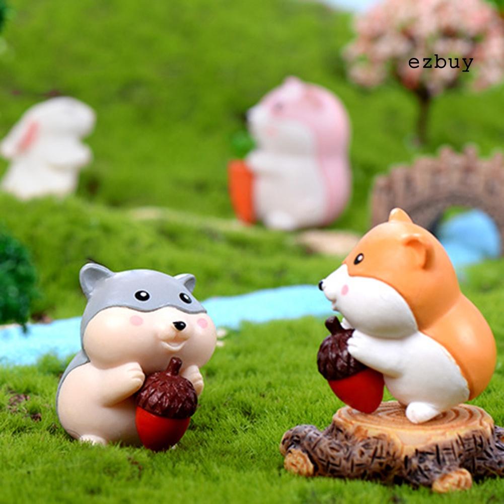 EY-Cute Hamster Eating Carrot Figurine Craft Miniature Bonsai Fairy Garden Decor