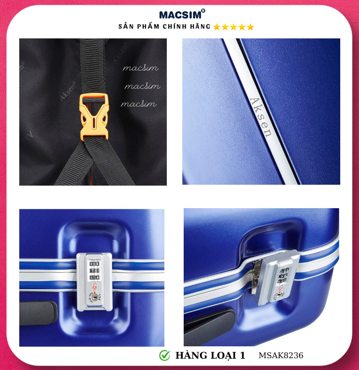 Vali cao cấp Macsim Aksen hàng loại 1 MSAK8236 cỡ 28 inch- màu xanh