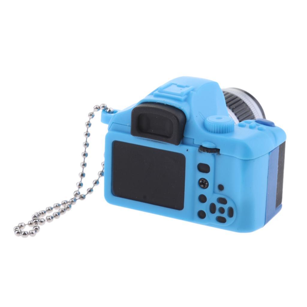 Cute Mini DSLR Camera Style LED Flash Light Keychain Key Ring Holder
