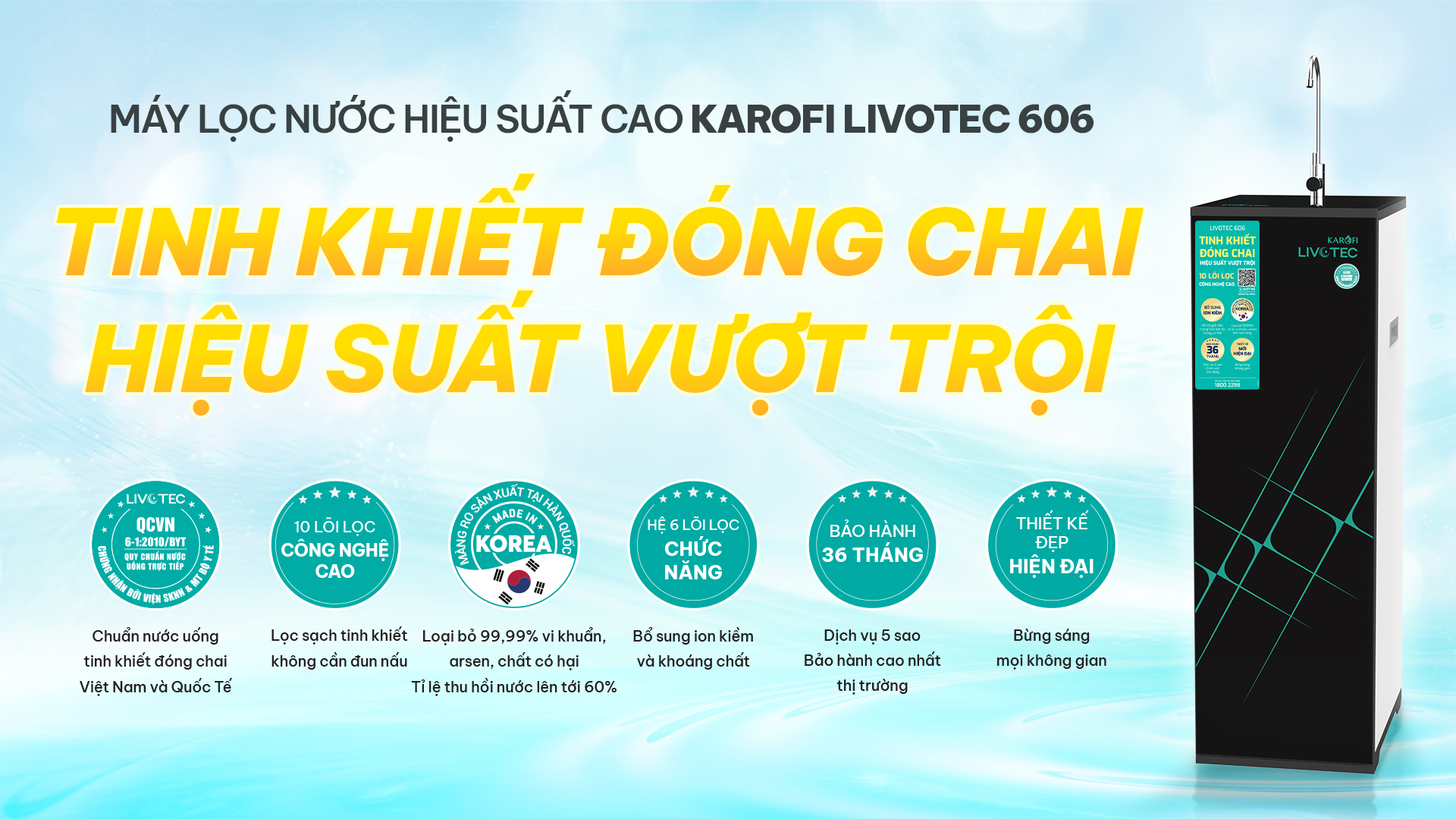 Máy lọc nước RO 10 lõi Karofi Livotec 606 - Hàng chính hãng