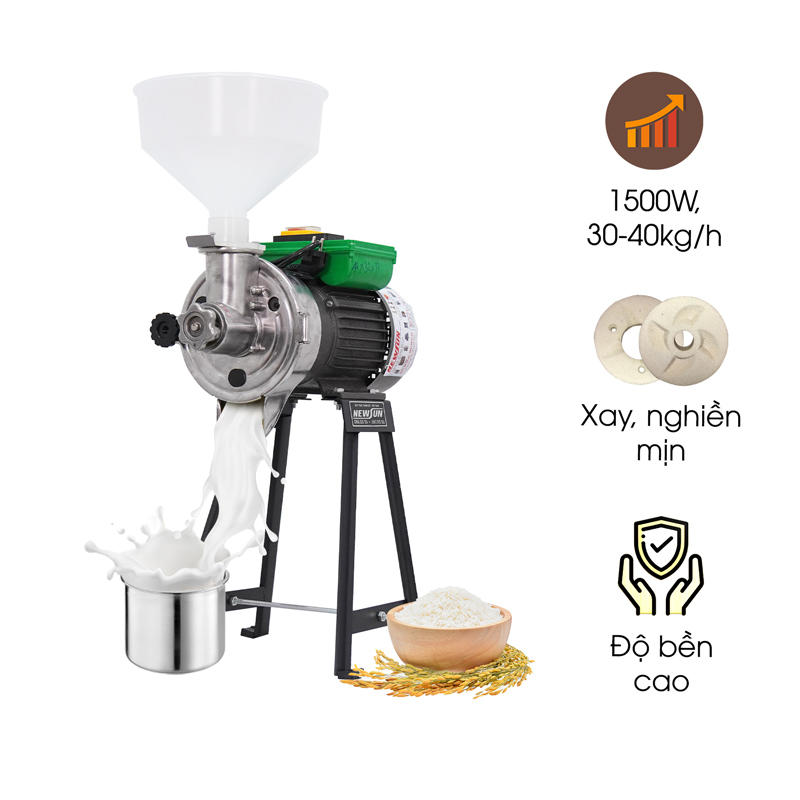 Máy xay bột gạo nước 1,5kW (chân thép) NEWSUN - Hàng chính hãng bảo hành 12 tháng