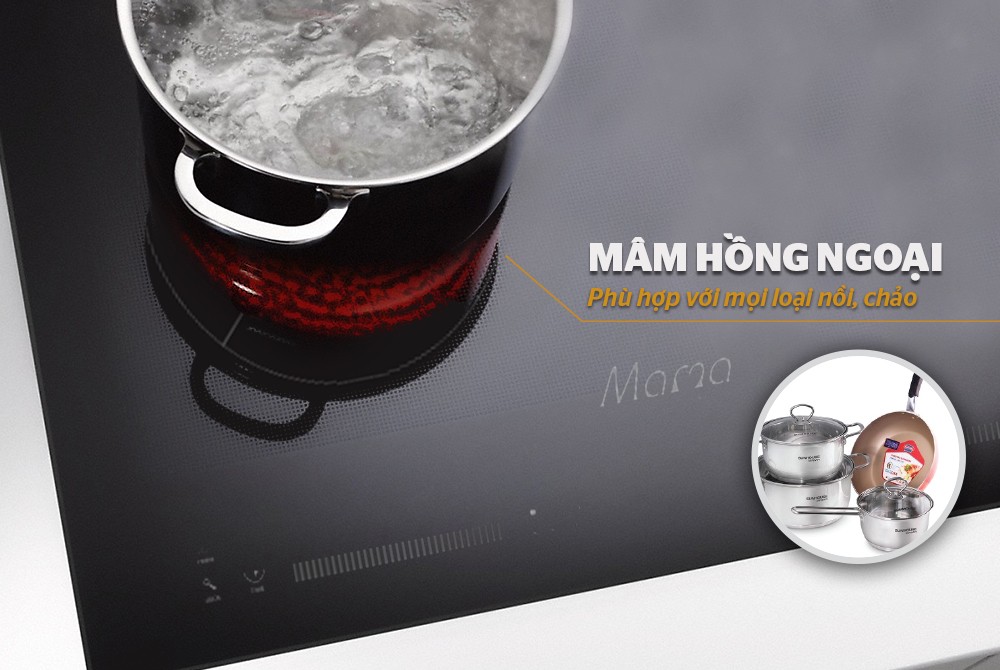 Bếp đôi điện từ hồng ngoại Sunhouse Mama MMB9200MIX - Hàng Chính Hãng