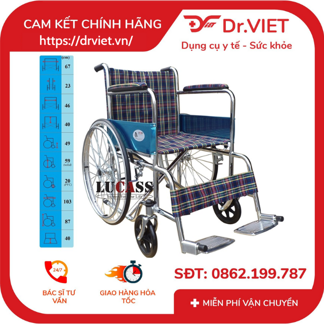 Xe lăn tay LUCASS X-97/ X-97J/ X-97JB thắng tay - tay phù hợp cho người già, người bệnh, người khuyết tật