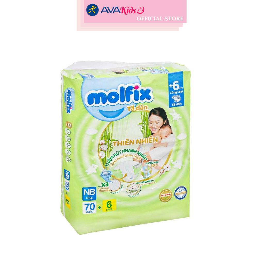 Tã dán Molfix thiên nhiên size NB 70 + 6 miếng (Dưới 5 kg)