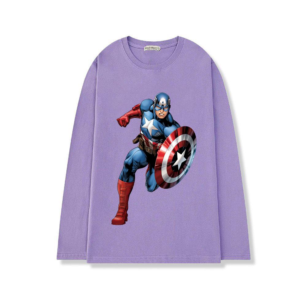 Áo thun tay dài form rộng unisex freesize nam nữ in hình Captain America - BND19