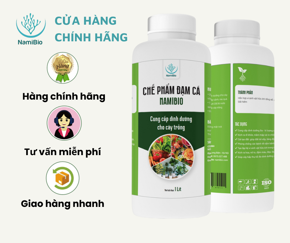 Phân đạm cá NamiBio dùng cho hoa hồng, rau sạch, hoa, cây cảnh trong nhà ngoài trời