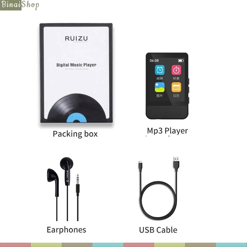Ruizu M16 - Máy Nghe Nhạc HiFi, Bluetooth 5.0, Loa Ngoài, Lặp Đoạn A-B (32GB) - Hàng chính hãng