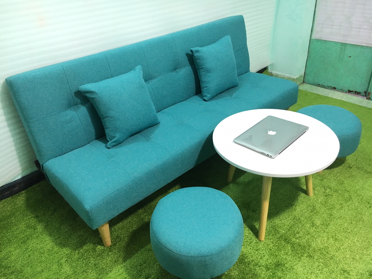 Bộ sofa bed salon giường SB4-Cabo phòng khách xanh ngọc vải bố