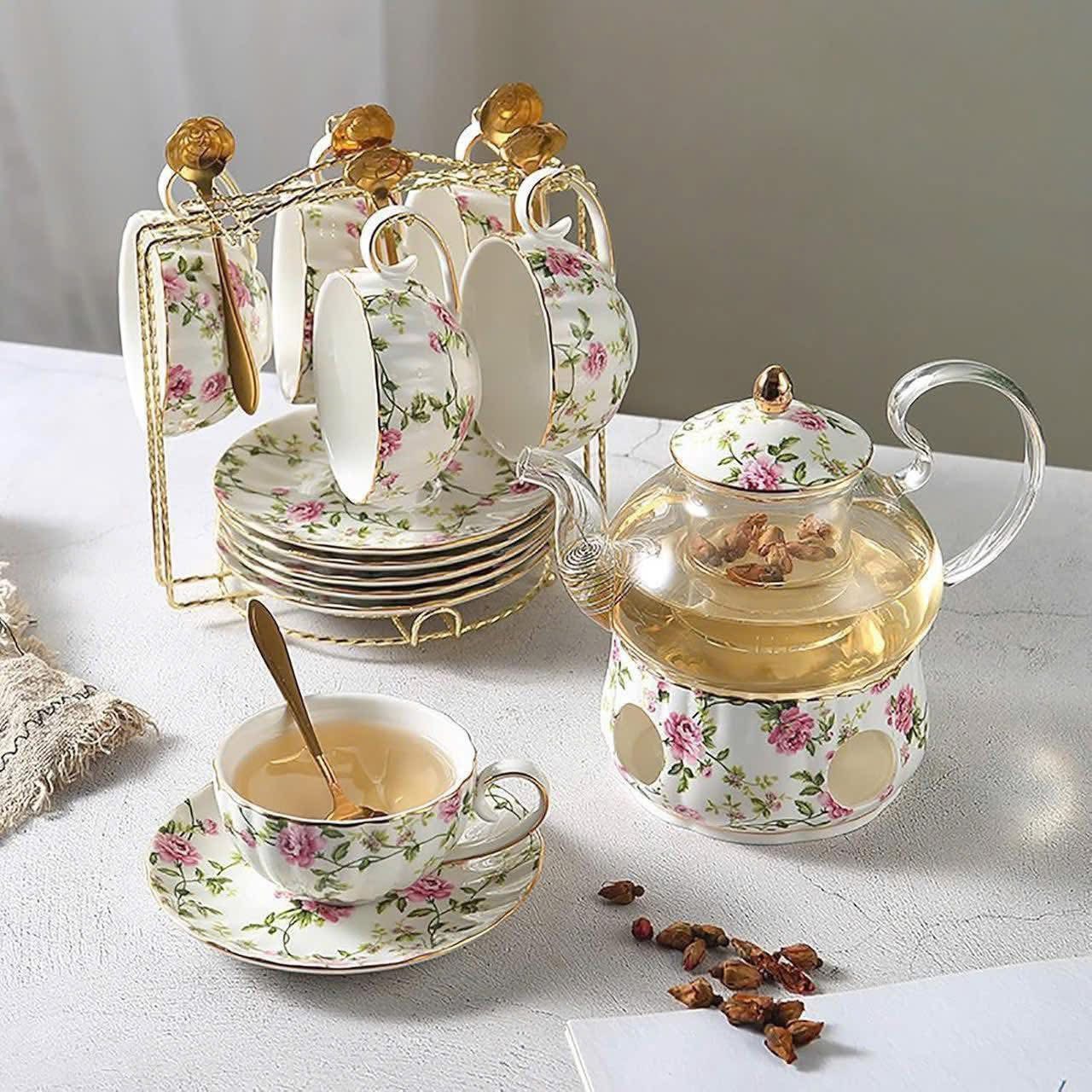 Bộ ấm trà sứ xương Hoàng Gia UK Hàng chính hãng