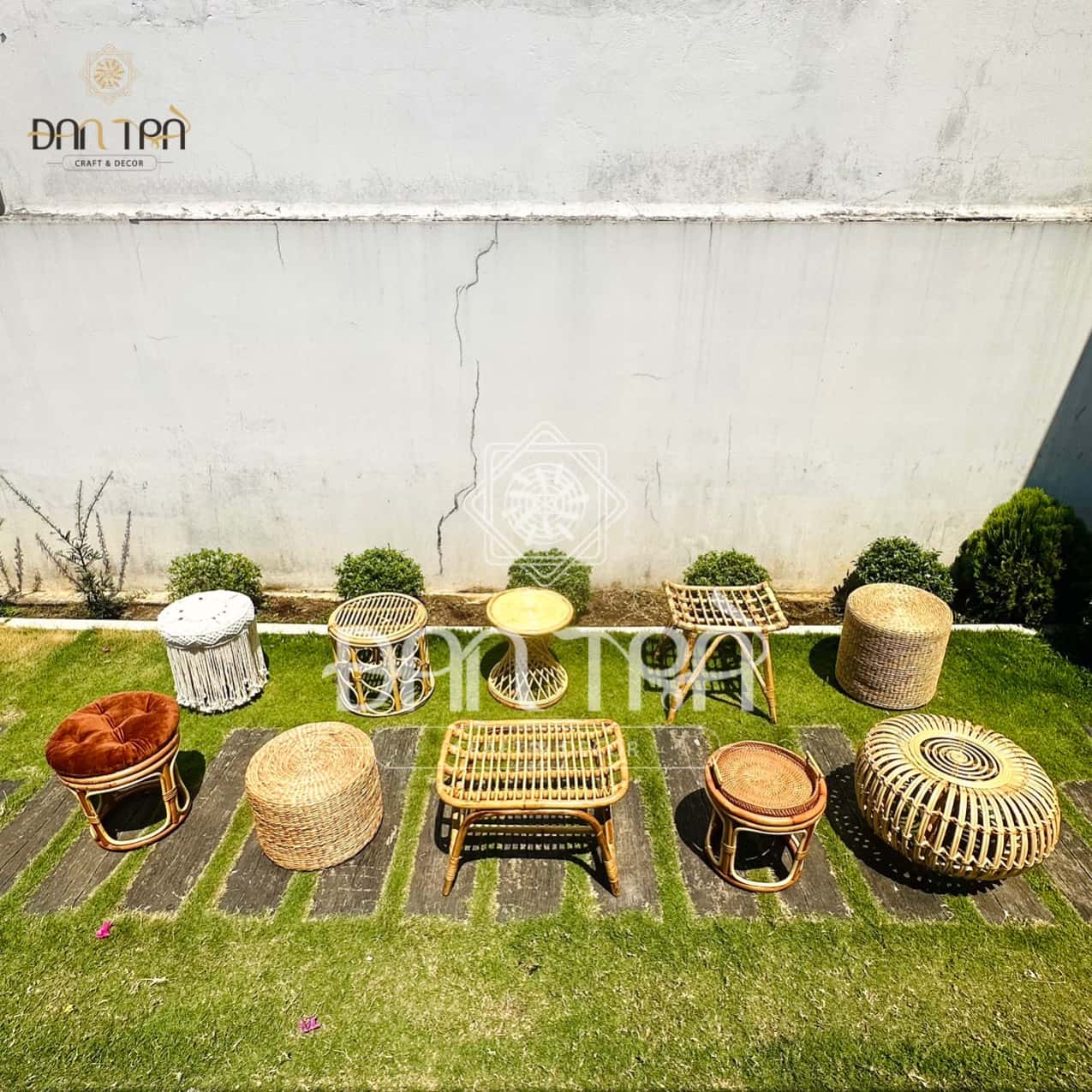 Đôn Mây Gác Chân Thư Giãn Đan Trà- Đôn Mây Nhỏ Gọn Ban Công- Bàn Mây Decro Phòng Nhỏ Gọn- Nội Thât Mây Tre Đan Trà