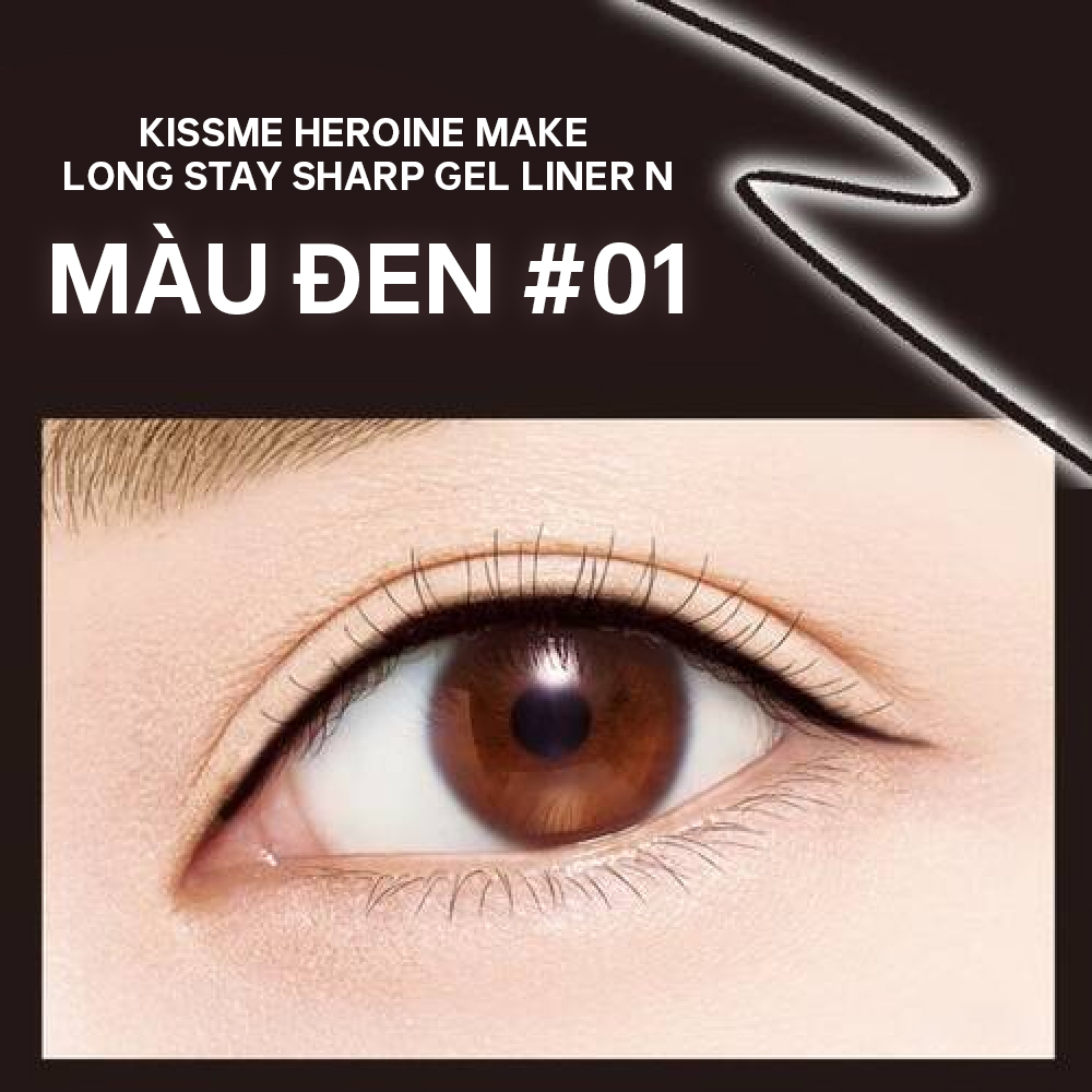 Bút Chì Gel Kẻ Mí Mắt Siêu Chống Trôi Dạng Xoay Kissme Heroine Make Màu Đen Kissme Heroine Make #01 #02