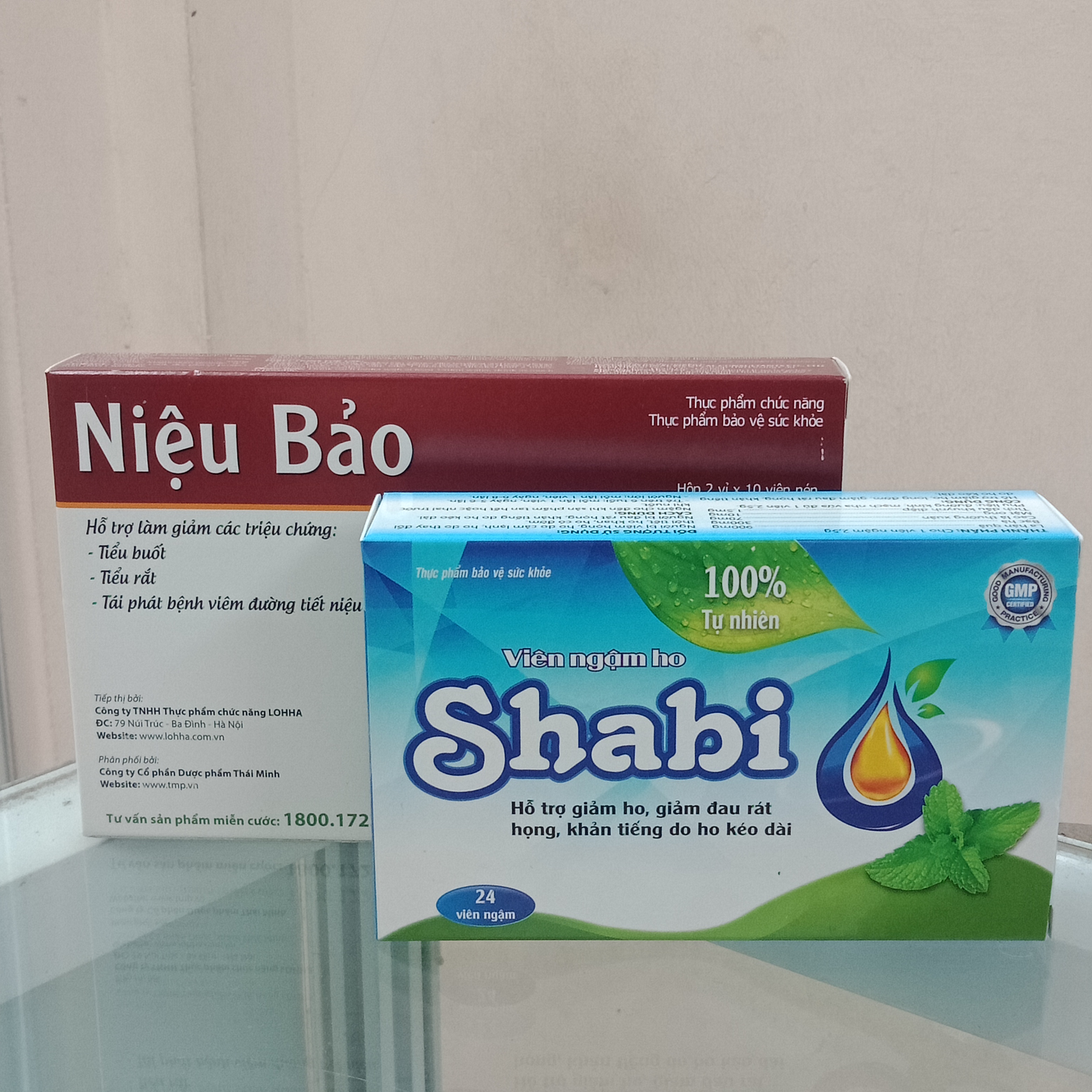 Thực phẩm bảo vệ sức khỏe Niệu Bảo hỗ trợ giải độc, lợi tiểu, bảo vệ hệ miễn dịch, làm giảm các triệu chứng tiểu buốt, tiểu rắt, tiểu đục, bí tiểu, nóng trong &amp; Viên ngậm ho SHABI giảm ho, ngứa rát cổ họng, đau rát họng hộp 24 viên