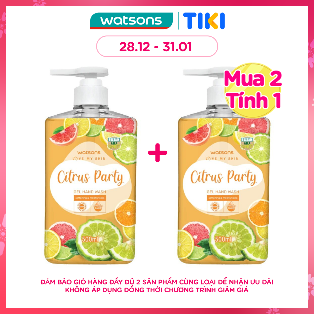 Gel Rửa Tay Watsons Love My Skin Citrus Party Gel Hand Wash 500ml