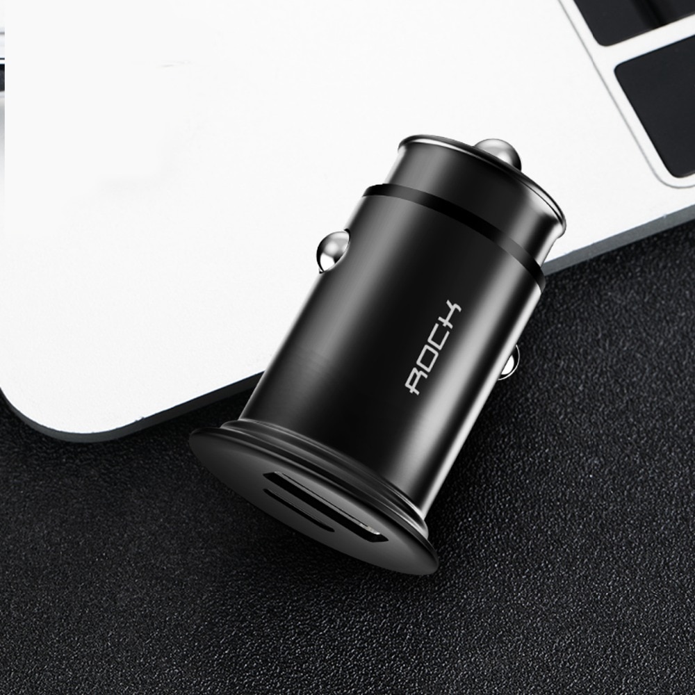 Hình ảnh Tẩu củ sạc nhanh 30W đa năng cổng Type-C PD và USB hiệu Rock Metal Mini cho xe hơi / xe ô tô hỗ trợ Quick Charge 3.0 / Quick Chagre 4.0 - Hàng nhập khẩu