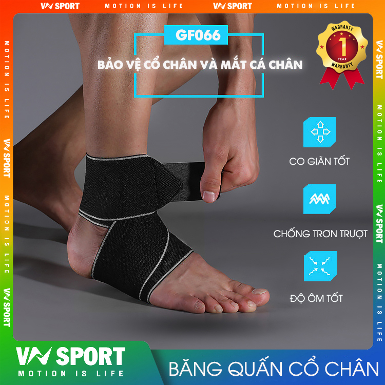 Băng Quấn Bảo Vệ Cổ Chân, Mắt Cá Chân Vns - Gf066, Một Đôi Cho Hai Cổ Chân Khỏe Mạnh - Viền Xám