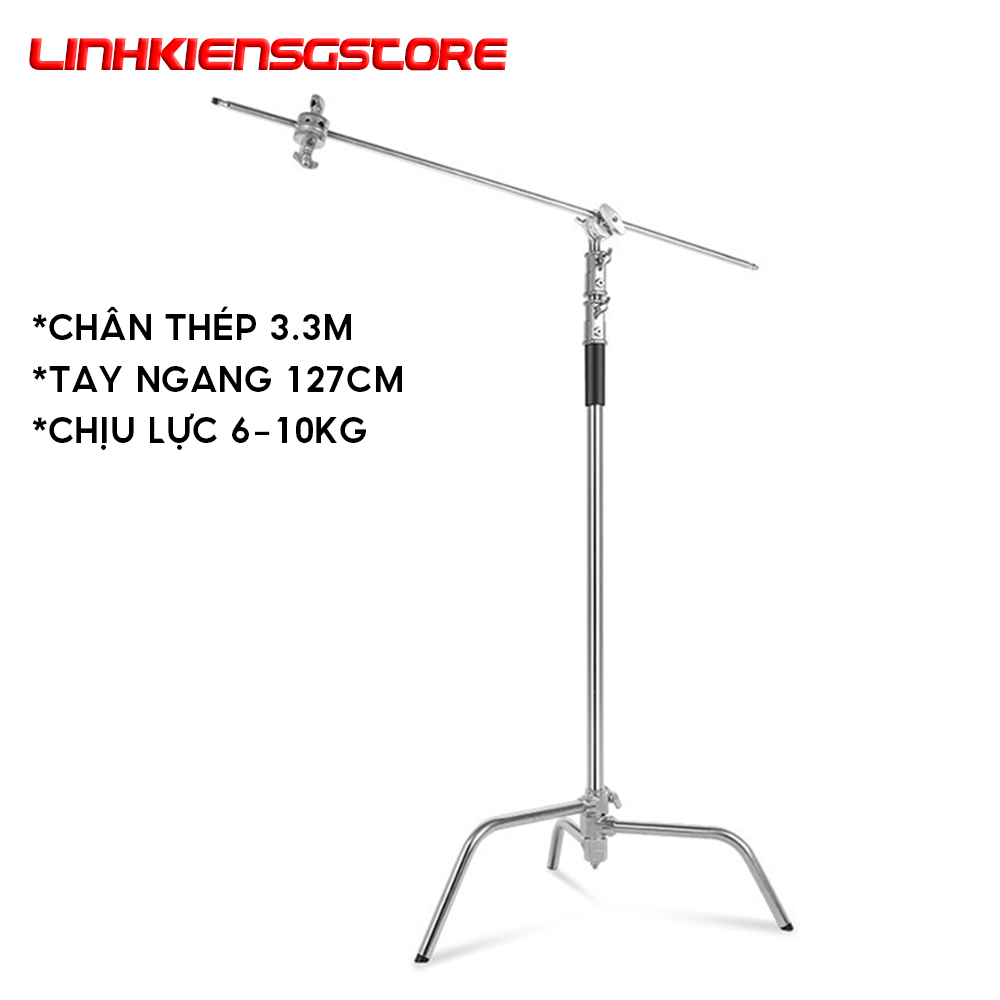 Chân đèn C Stand kim loại VÀ boom treo đèn cao cấp, tải trọng cao (330cm)