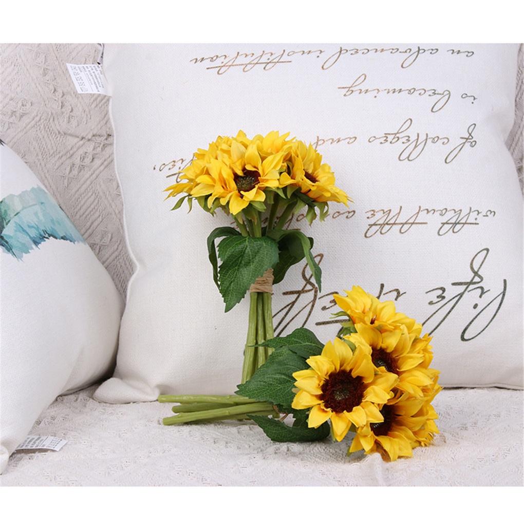 6 Pcs/bundle Artificial Sunflower Simulation Flower Floral Decor Home Office Fake Sunflower【vollter1】