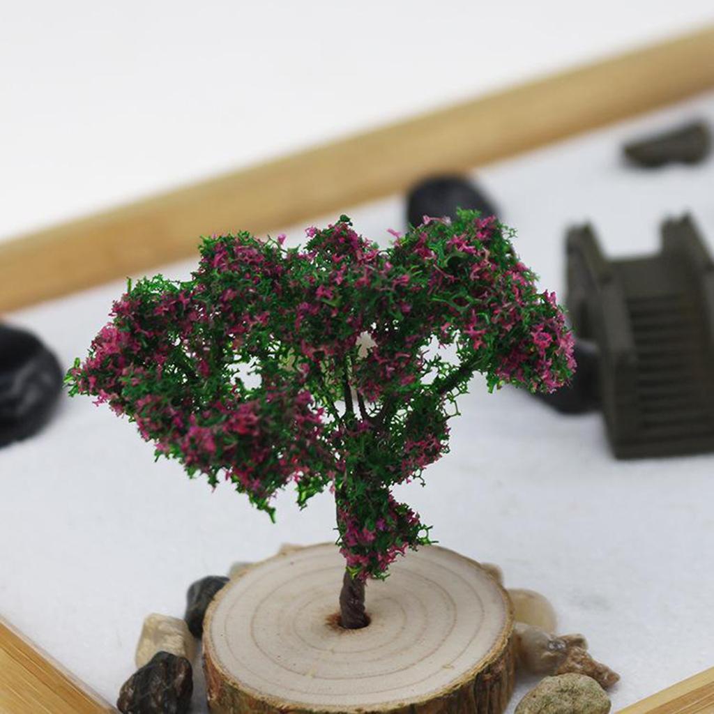 Hình ảnh Zen Sand Garden for Desk with Rake Rocks and Bridge Tree Mini Sandbox Toys