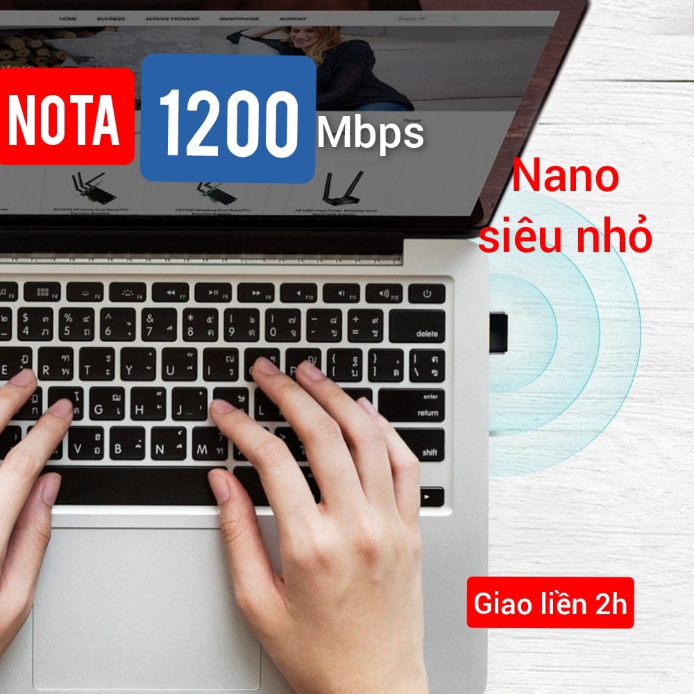 [Hỏa Tốc] USB WiFi nâng cấp 5G 1300Mbps nano siêu nhỏ gọn chuyên cho Laptop, PC, bộ chuyển đổi wifi adapter