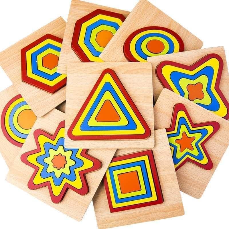 Bộ Lồng Hình Ba Chiều 5 Trong 1 Bằng Gỗ Cho Bé